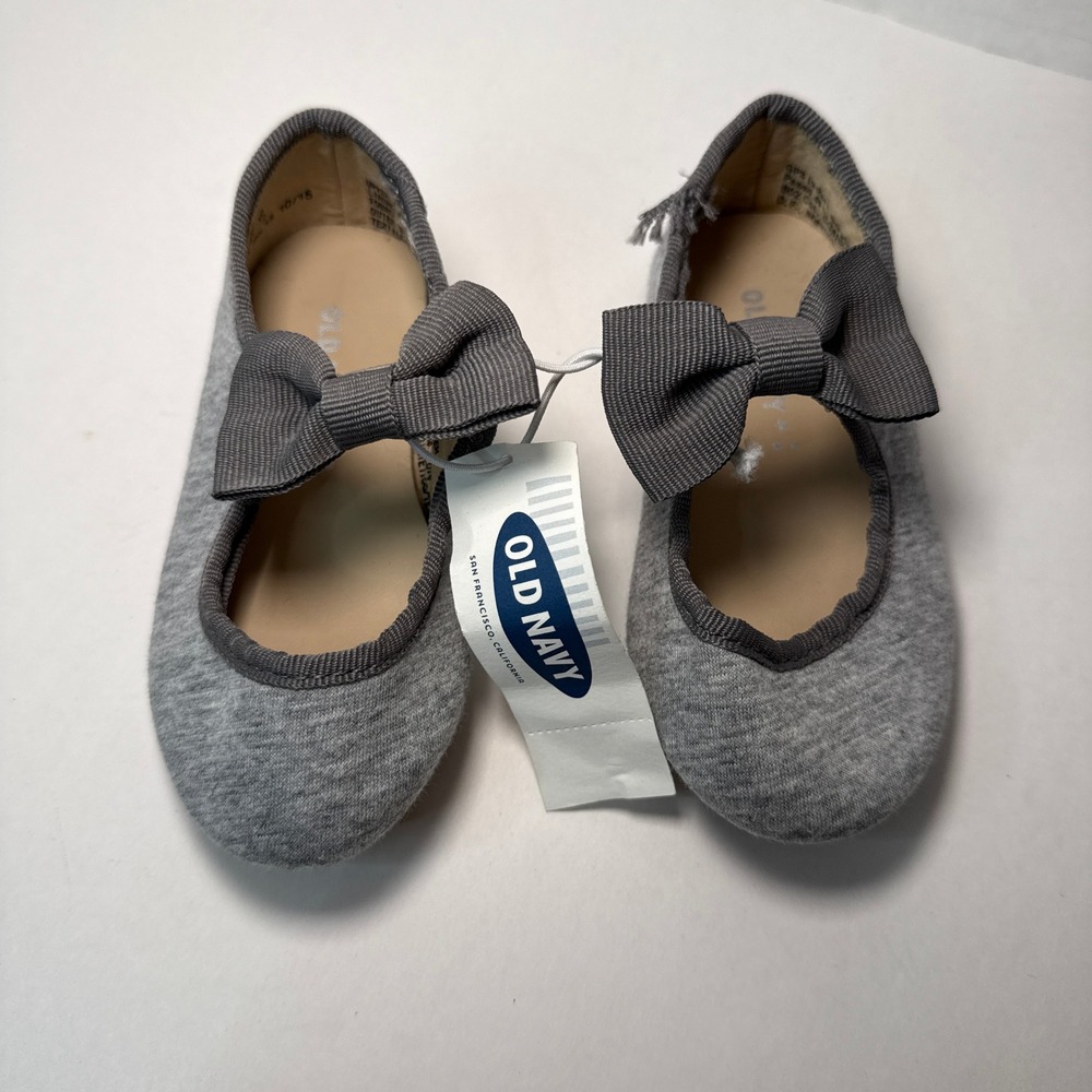 Old Navy Kids Heather Grey Jersey Ballet Flats with Bow Size 5 NEW